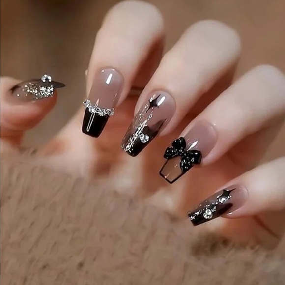 boutique Other - ✨3D Black Bow Press on Nails NWT ✨